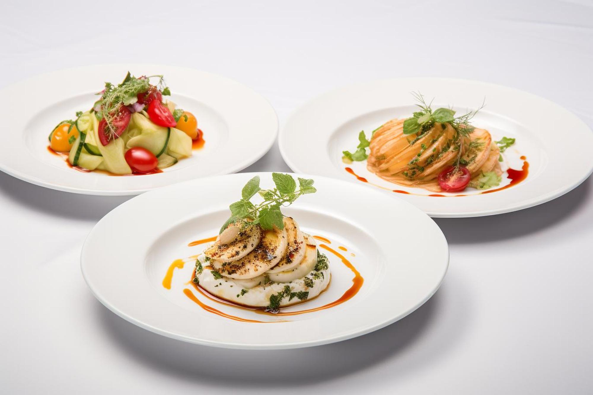 three plated meals on a table representing plans